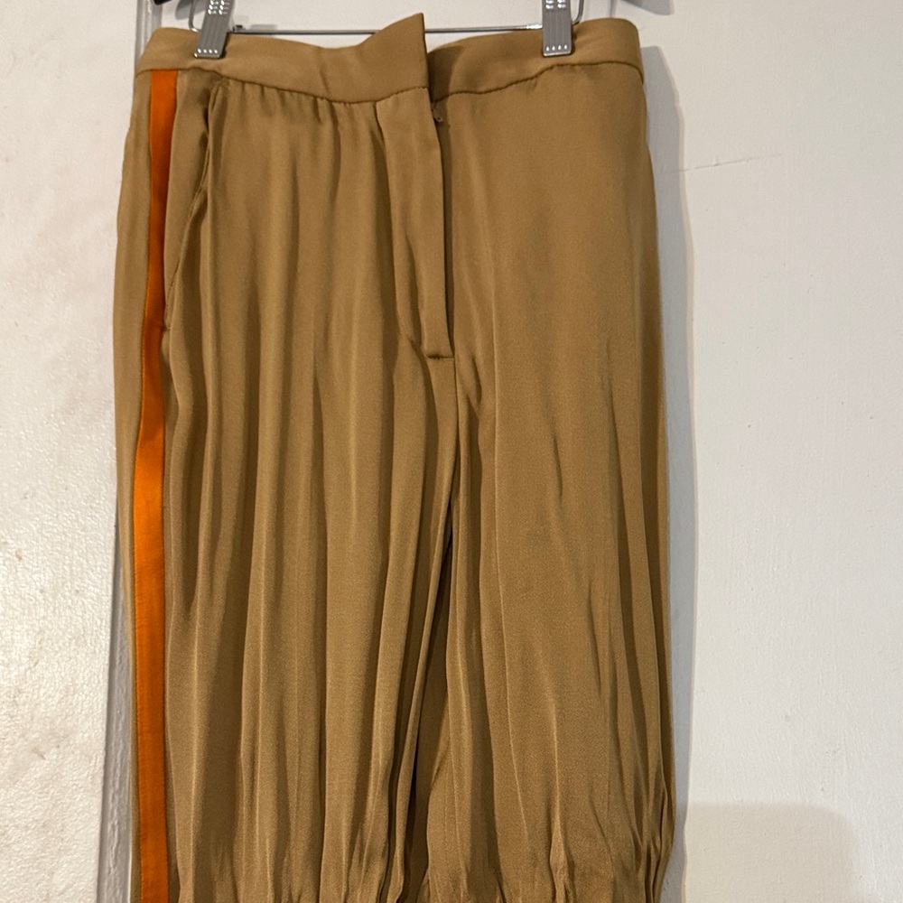 Burberry Tan Pants with Orange Stripe